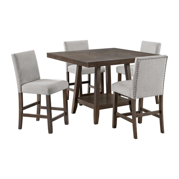 Picket House Furnishings Hester 5PC Counter Height Dining Set in Brown
