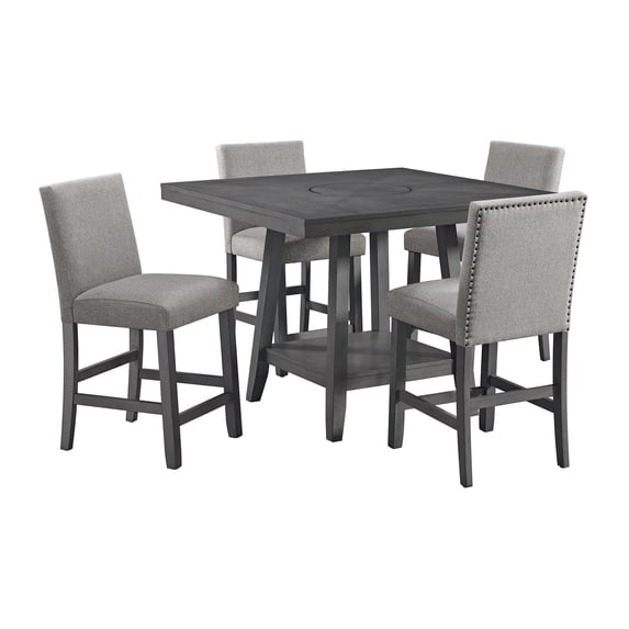 Picket House Furnishings Hester 5PC Counter Height Dining Set in Gray