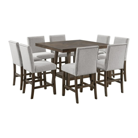 Picket House Furnishings Hester 9PC Counter Height Dining Set in Brown