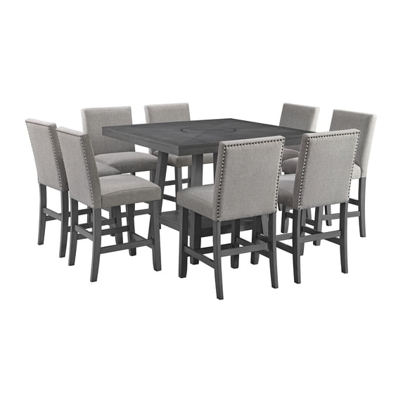 Picket House Furnishings Hester 9PC Counter Height Dining Set in Gray