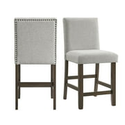 Picket House Furnishings Hester Counter Side Chair Set with Gray Fabric in Brown