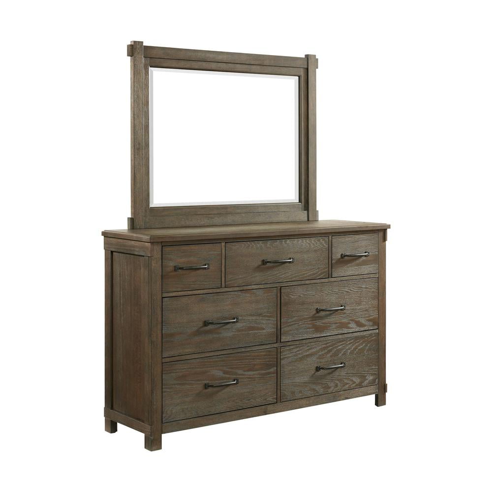 Walnut 7-Drawer Rustic Farmhouse Dresser with Felt Lined Drawer