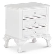 White Solid Wood Transitional Nightstand with Drawers and Crystal Knobs - Picket House Furnishings-Finish:White,Material:Solid Wood,Style:Transitional