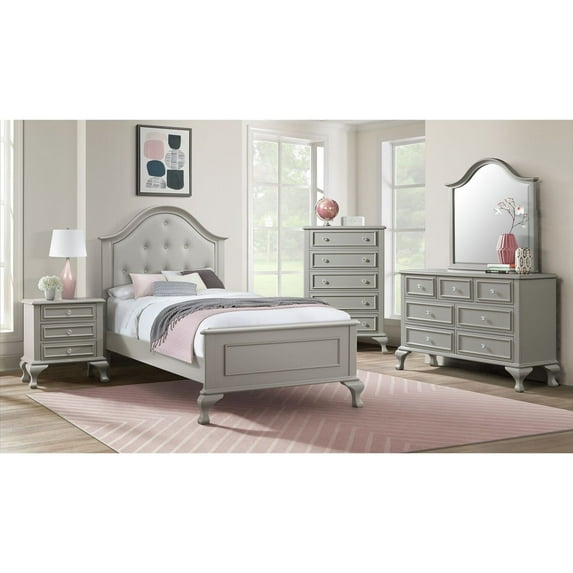Picket House Furnishings Jenna Twin Panel 3PC Bedroom Set in Gray