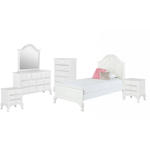 Picket House Furnishings Jenna Twin Panel 6 Piece Wood Bedroom Set, White