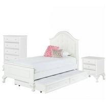 Picket House Furnishings Jenna Twin Panel with Trundle 3 Piece Wood Bedroom Set, White