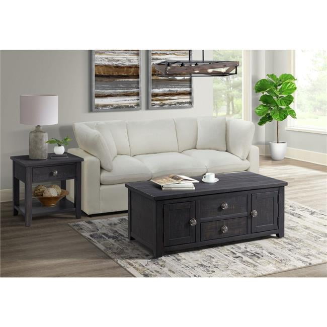 Espresso Brown Square Wood End Table with Drawer