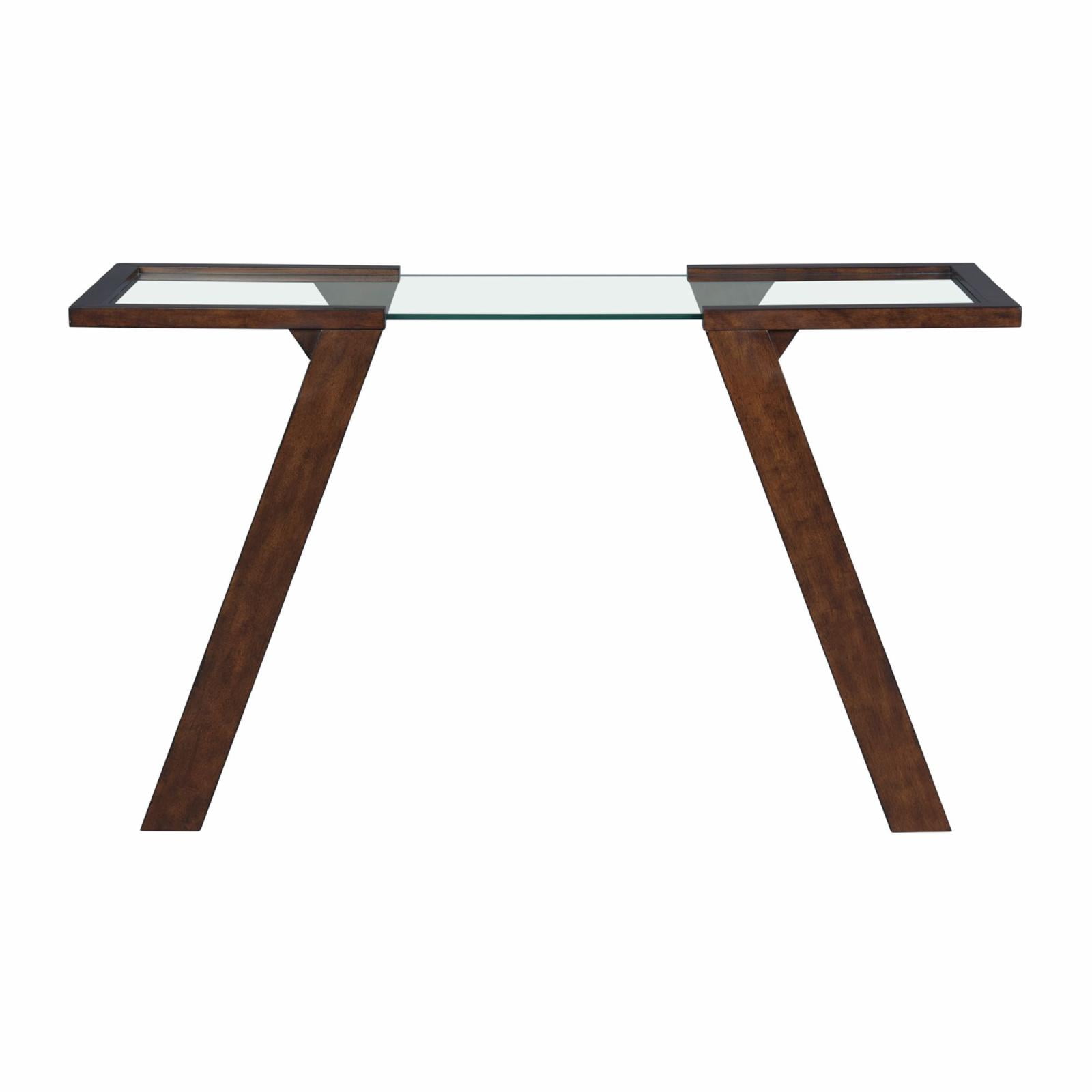 Espresso Aerodynamic 50'' Sofa Table with Tempered Glass Top
