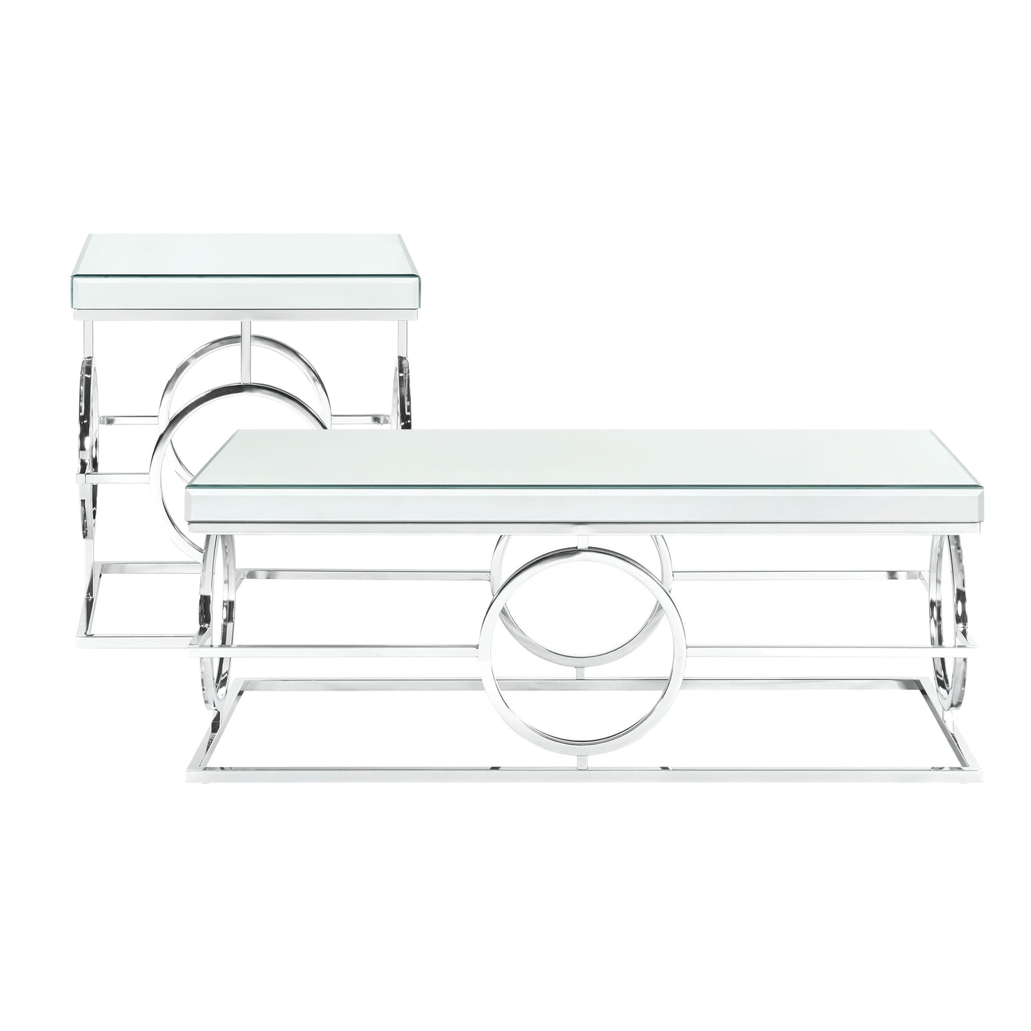 Katie 2PC Chrome and Mirrored Occasional Table Set