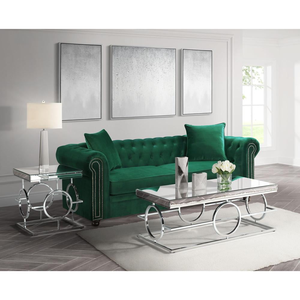 Katie 2PC Chrome and Mirrored Occasional Table Set