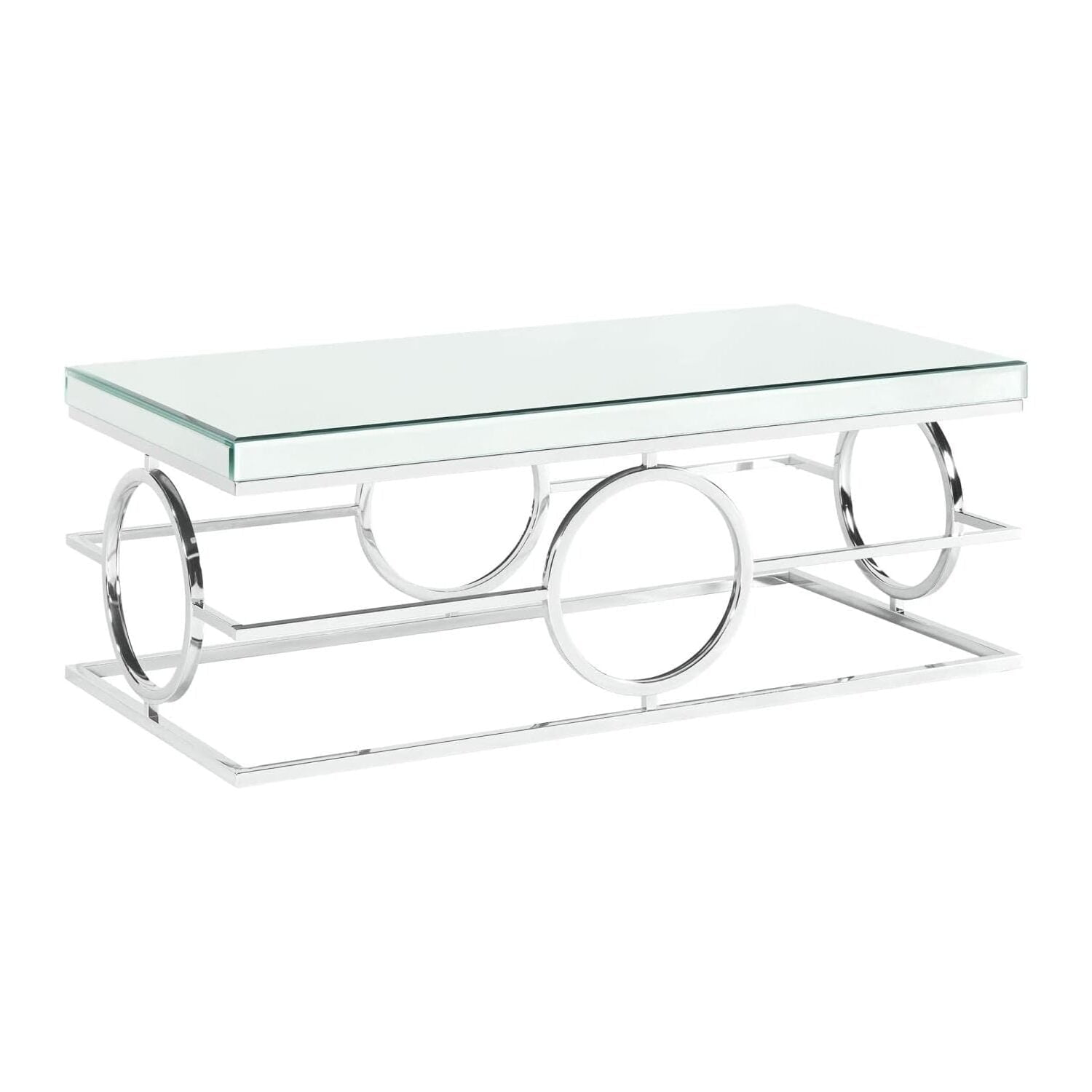 Katie 47" Chrome Mirrored Rectangular Coffee Table