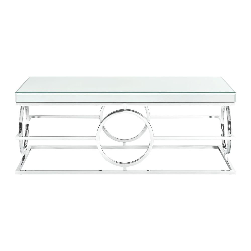 Katie 47" Chrome Mirrored Rectangular Coffee Table