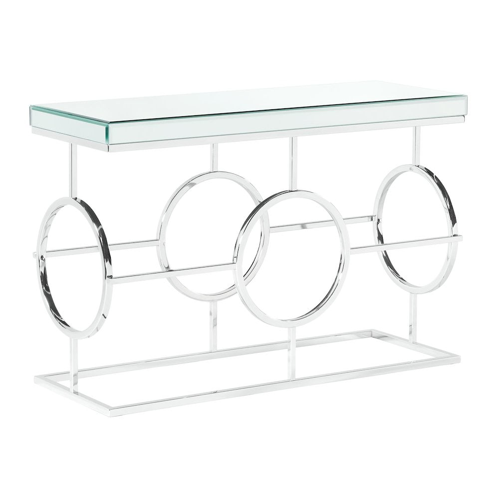 Katie Chrome Finish Rectangular Mirrored Sofa Table, 44"