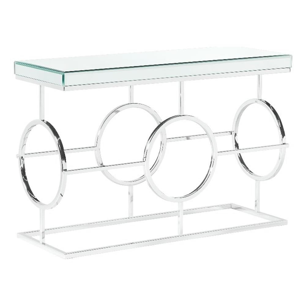 Katie Chrome Finish Rectangular Mirrored Sofa Table, 44"
