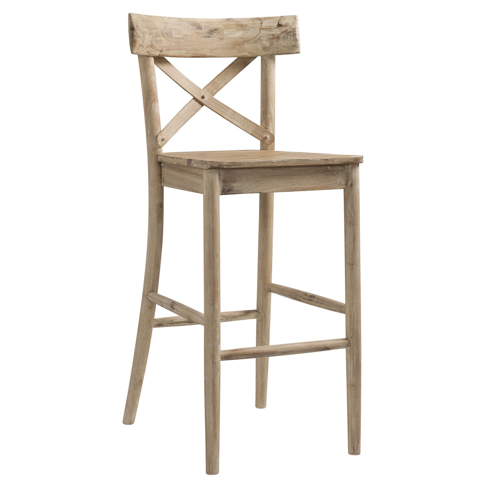 Keaton Natural Wood X-Back Bar Stool