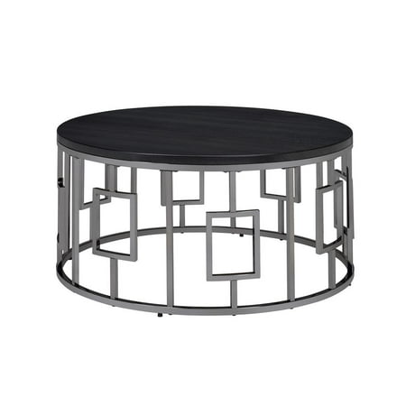 Picket House Furnishings Kendall Round Coffee Table in Black/Chrome