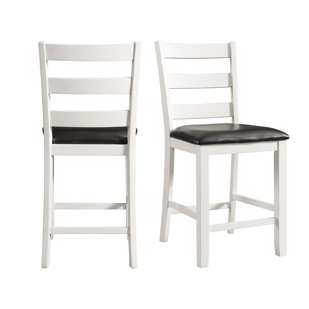 Transitional High Ladderback Faux Leather Upholstered Side Chair in White and Brown