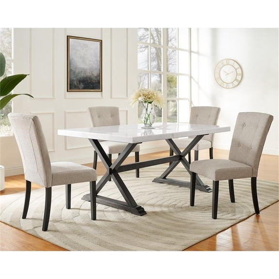 Picket House Furnishings Landon 5 PC Marble Top Dining Set-Table & Four Chairs