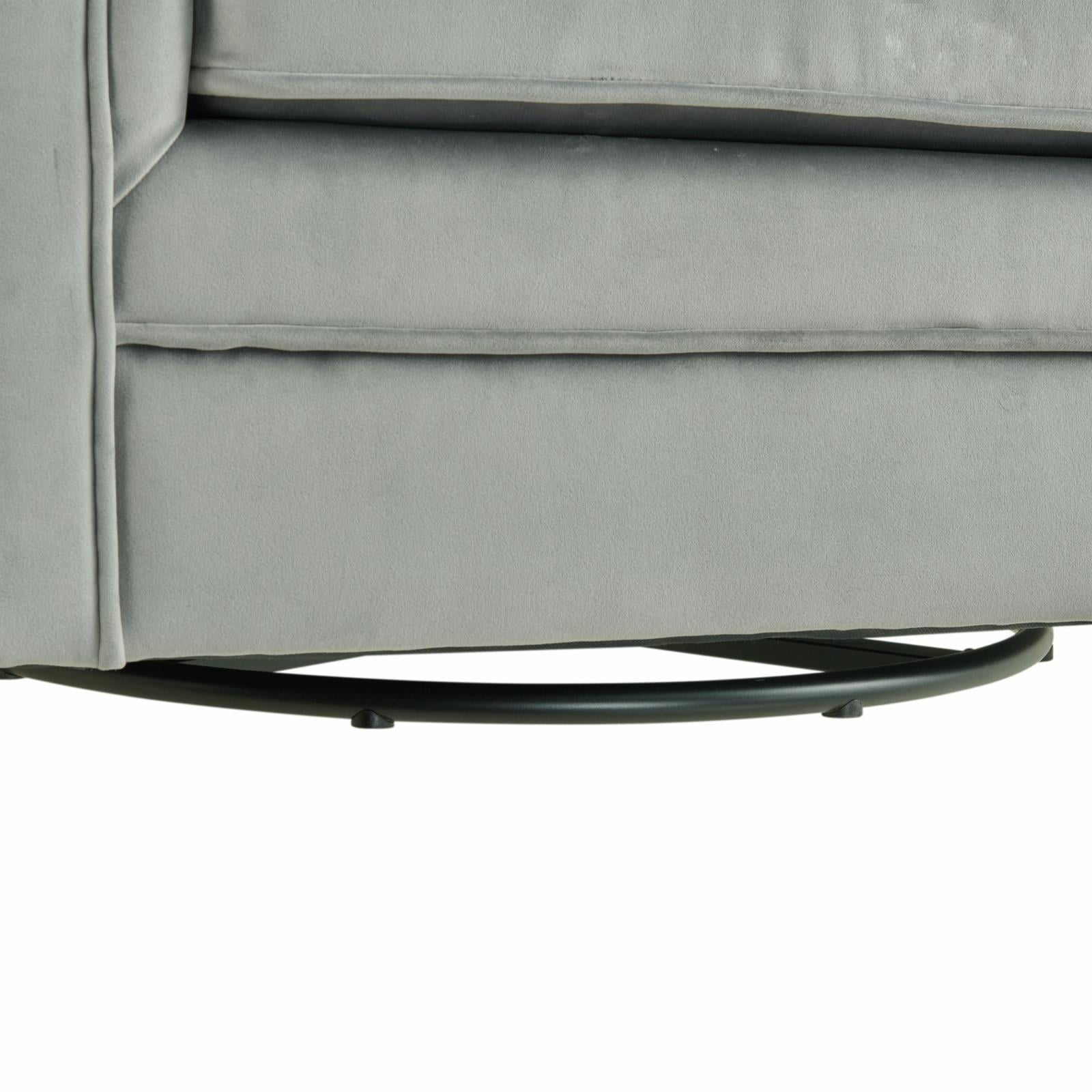Contemporary Royale Gun Metal Velvet Swivel Accent Chair