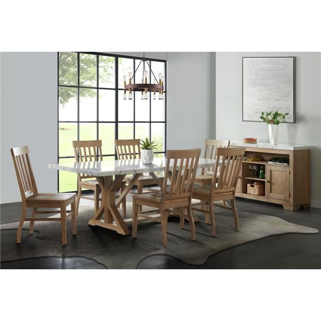 Natural Brown Wood Server with White Marble Top