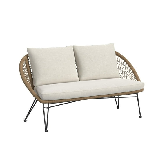 Lilly Outdoor Seating 4PC Set Black Natural and Olefin Beige