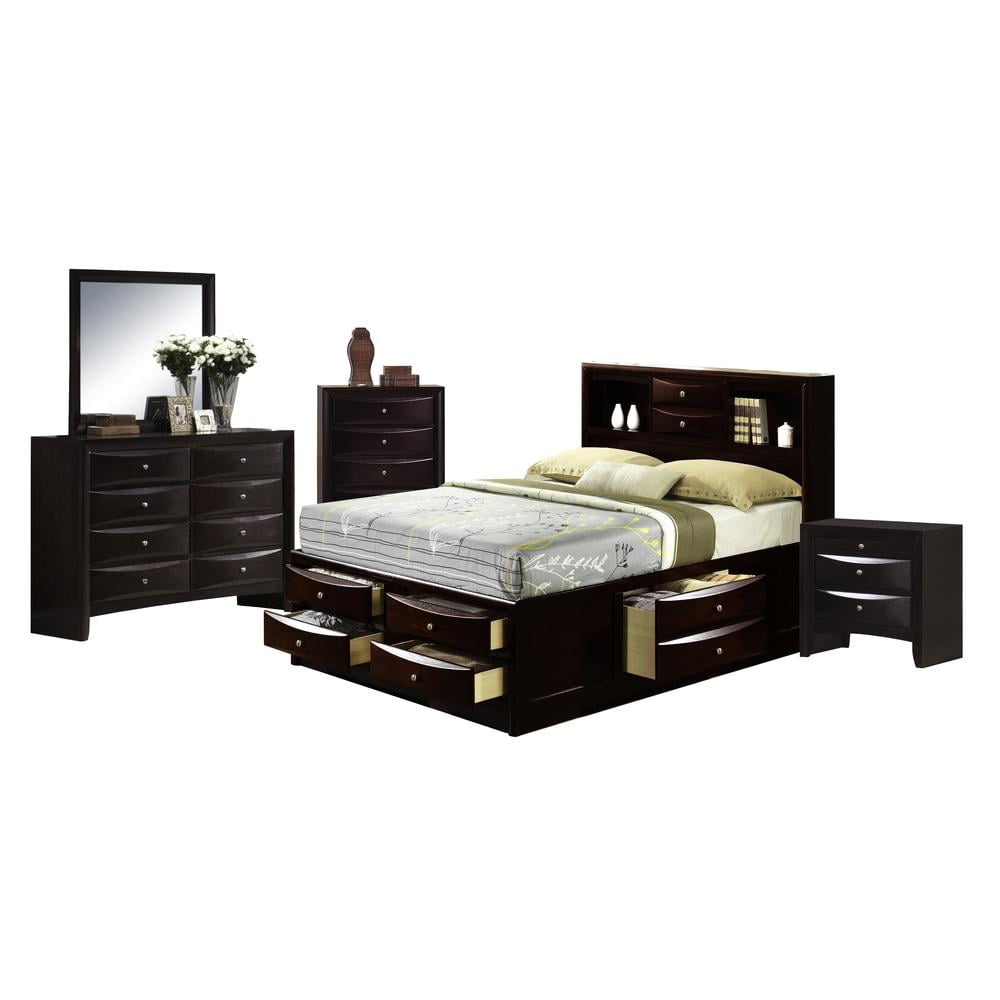 Madison Dark Brown King 5-Piece Bedroom Storage Set