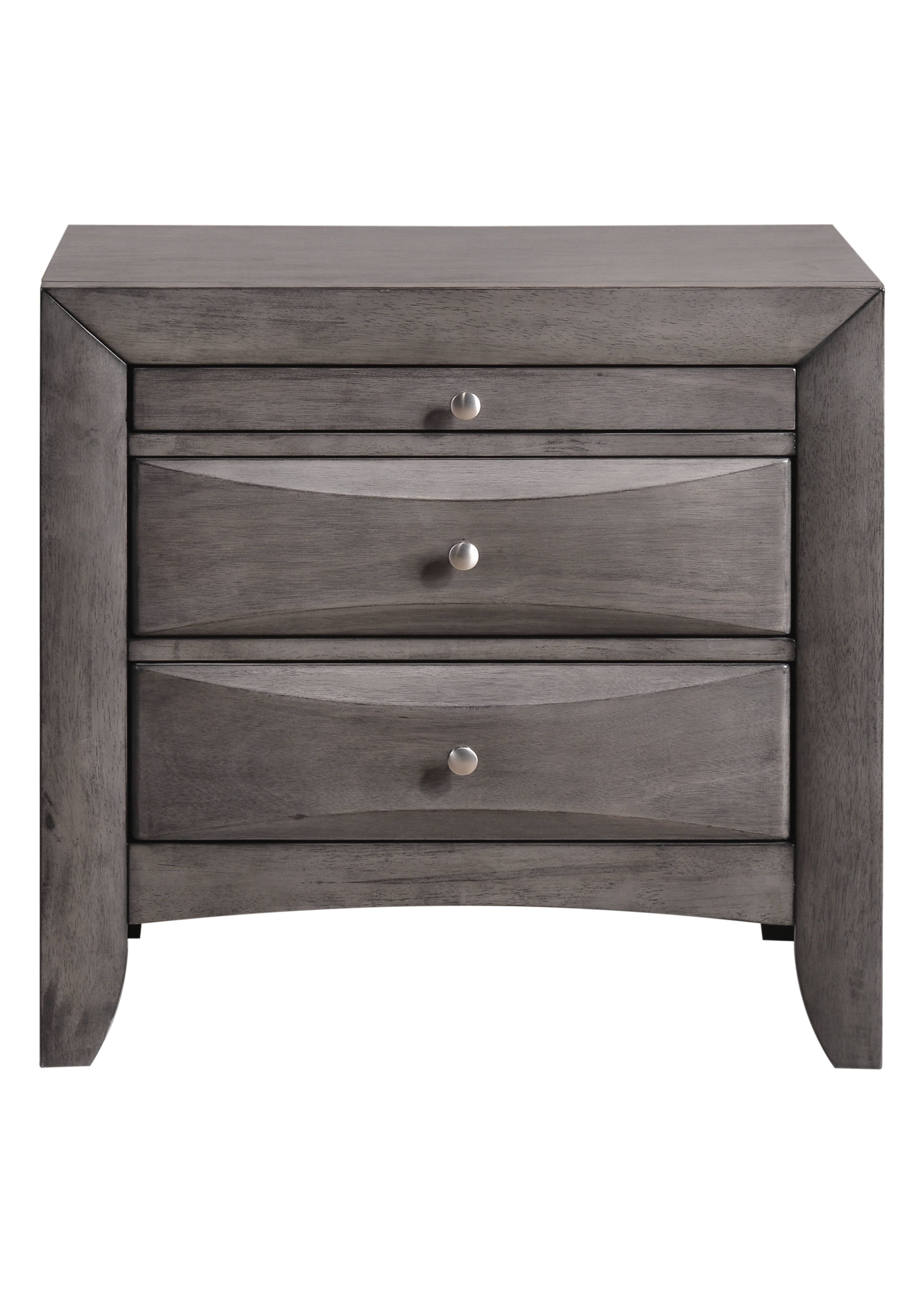 Madison Transitional 2-Drawer Gray Nightstand with Pull-Out Tray