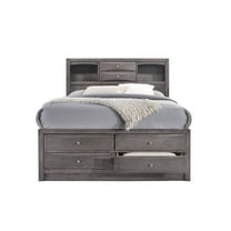 Picket House Furnishings Madison Queen Storage 4 Piece Bedroom Set in Gray