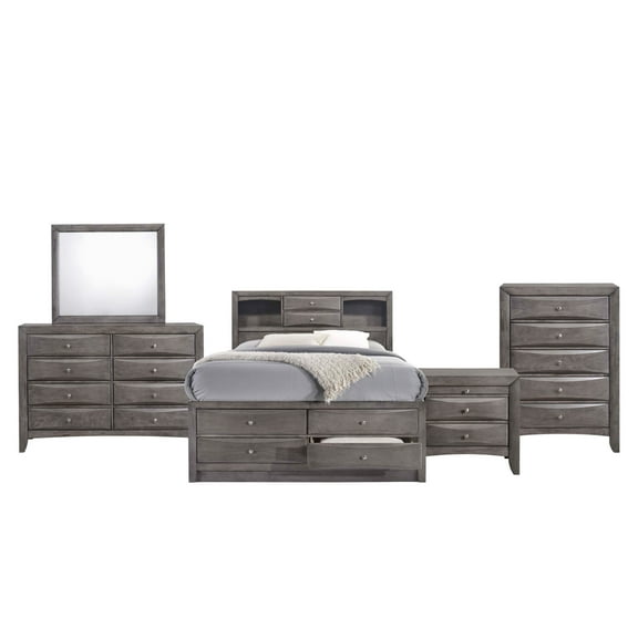 Picket House Furnishings Madison Queen Storage 5 Piece Bedroom Set in Gray