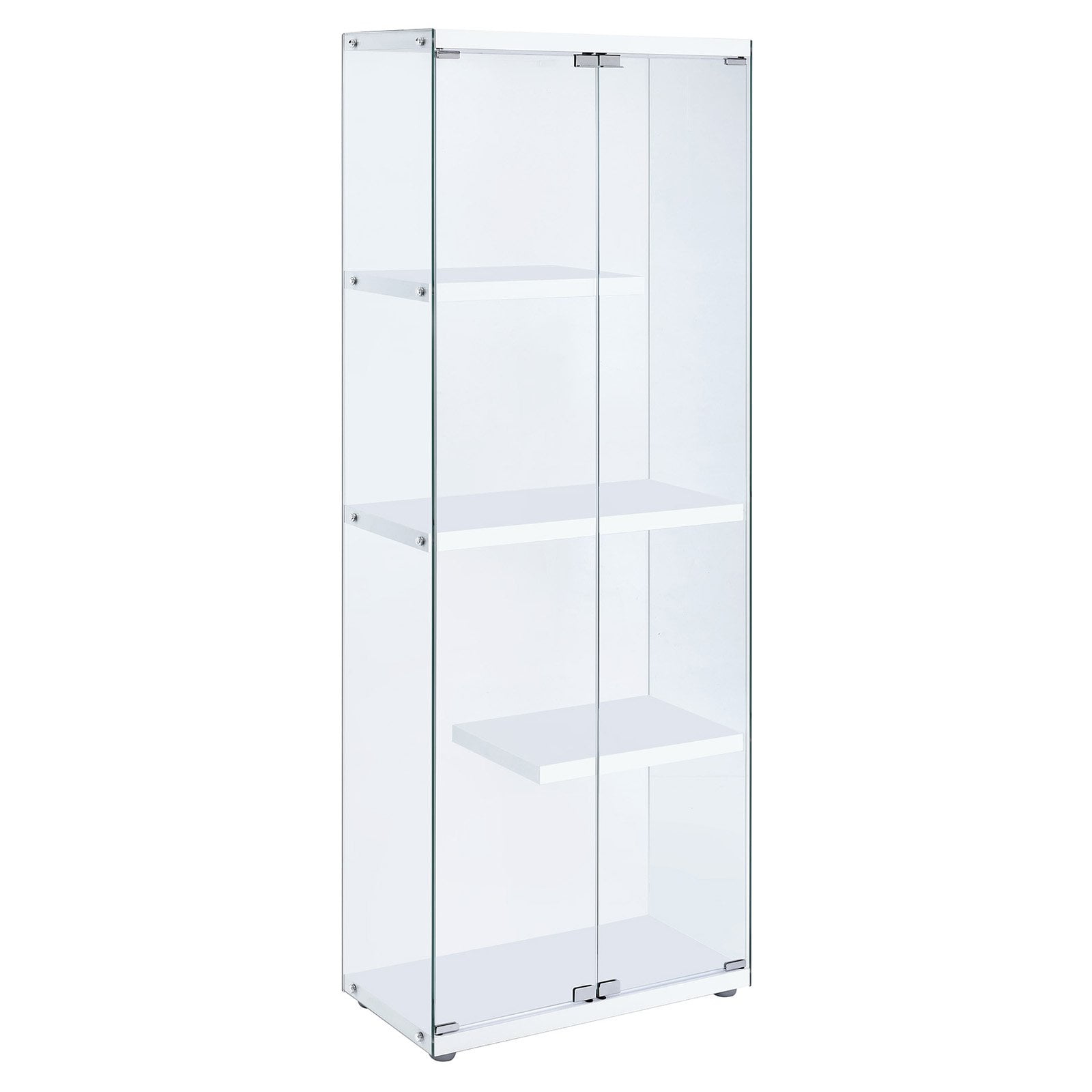 Maxwell Transitional Glam 68'' Transparent Glass Curio Cabinet