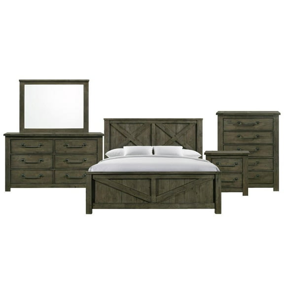 Picket House Furnishings Memphis King Panel 5PC Bedroom Set in Grey