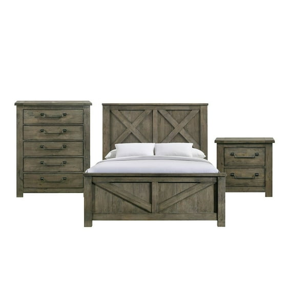 Picket House Furnishings Memphis Queen Panel 3PC Bedroom Set in Grey