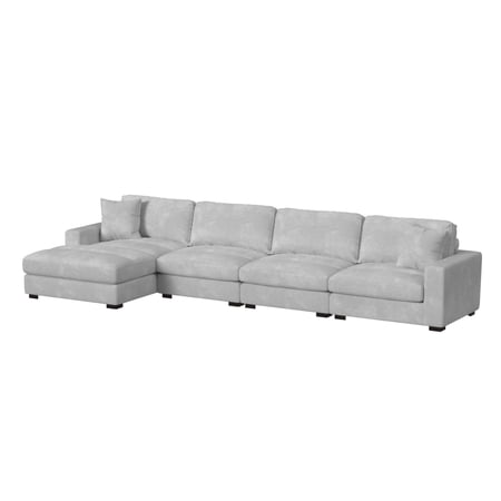 Picket House Furnishings Mesa Modular 4PC Sectional Set with LHF Chaise - Stone