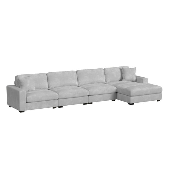 Picket House Furnishings Mesa Modular 4PC Sectional Set with RHF Chaise - Stone