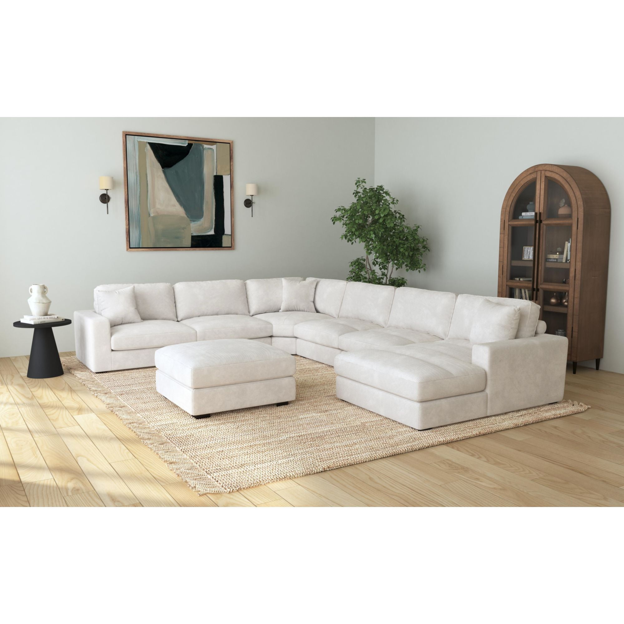 Picket House Furnishings Mesa Modular Ottoman in Steno Beige