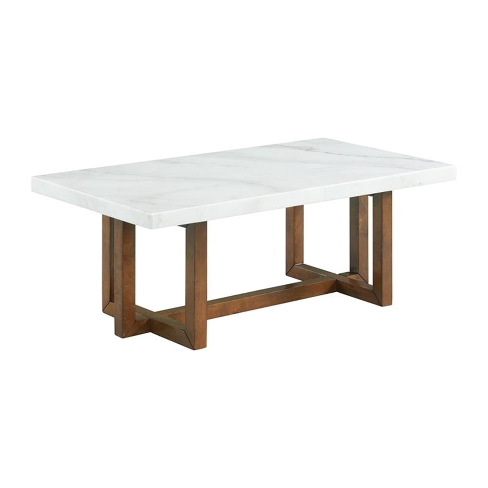 Picket House Furnishings Meyers Marble Rectangular Coffee Table in White