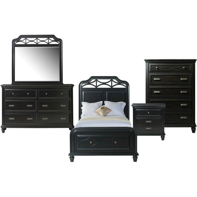 Picket House Furnishings Mysteria Bay Twin Storage 5pc Bedroom Set Black Walmart