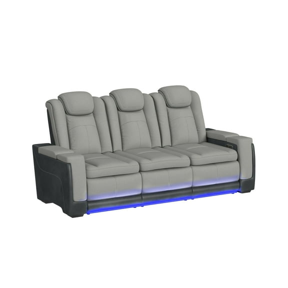 Picket House Furnishings Niven Power Motion Sofa in Rocky Cement/Charcoal