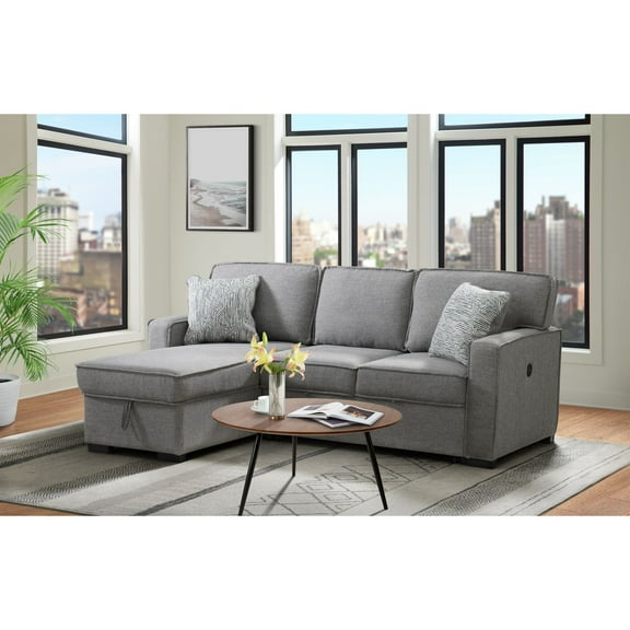 Picket House Furnishings Parque Sectional Sleeper Chofa with Pull Bed in Steel