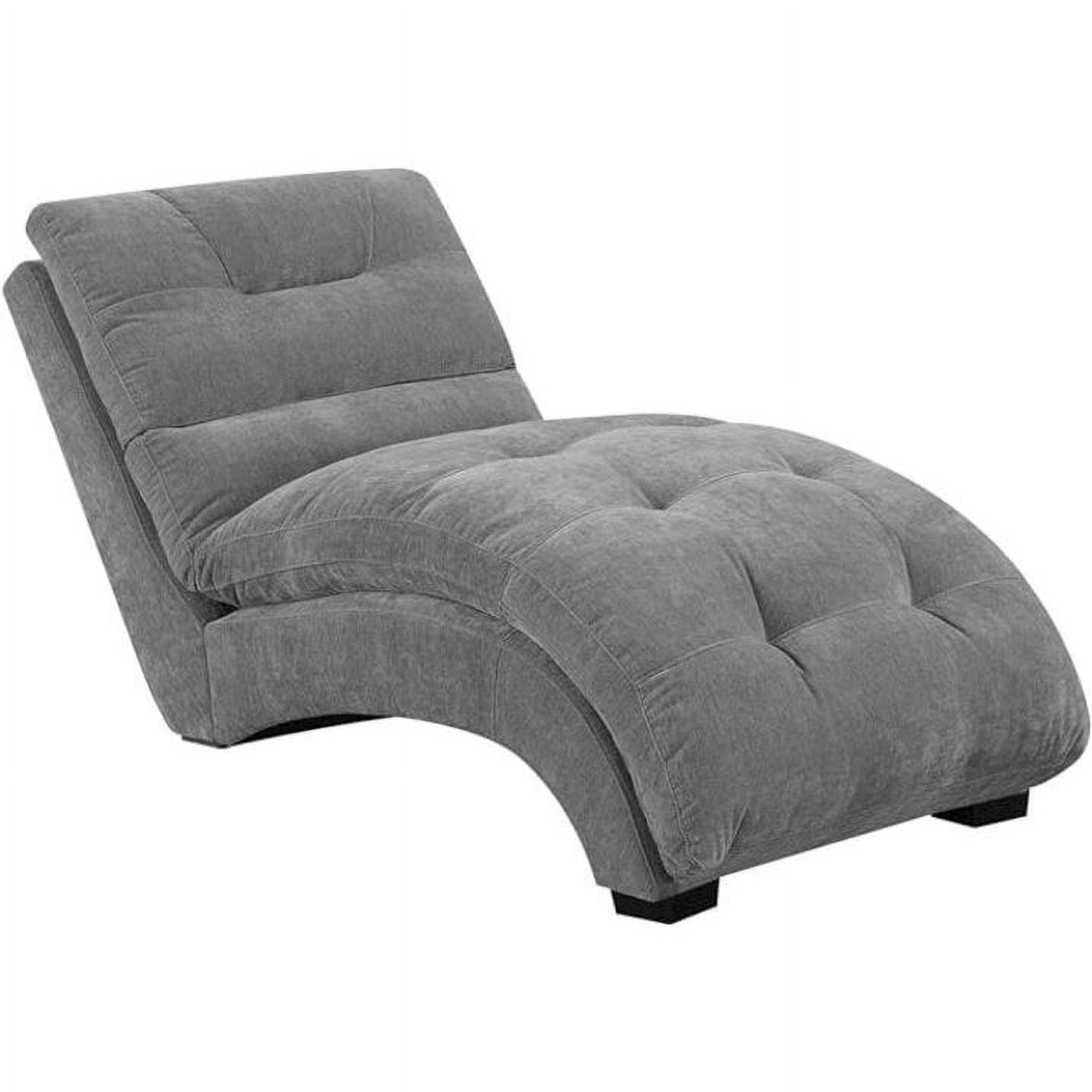 Gray Microfiber Armless Chaise Lounger with Tufted Design