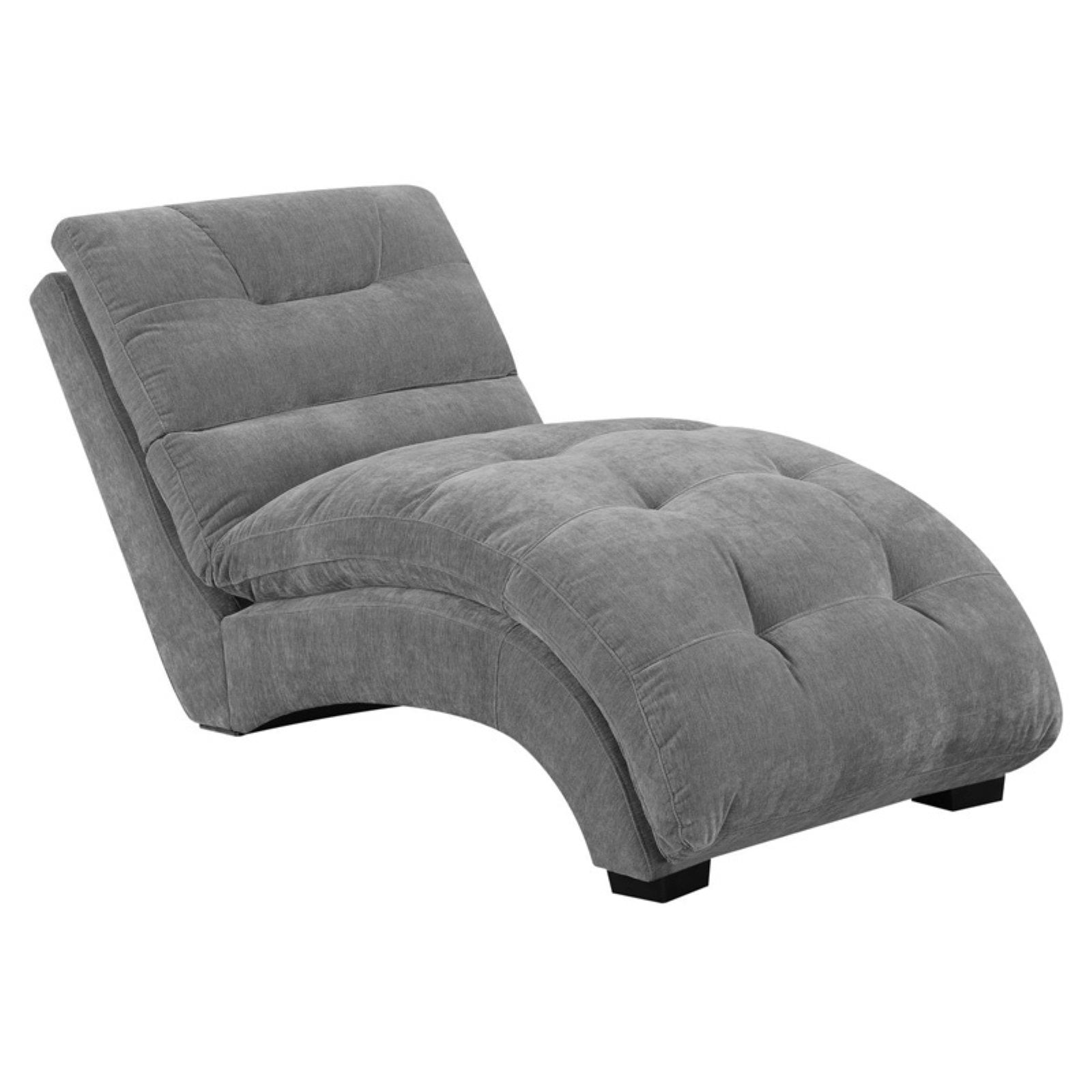 Gray Microfiber Armless Chaise Lounger with Tufted Design