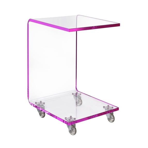 Picket House Furnishings Peek Acrylic Snack Table in Pink