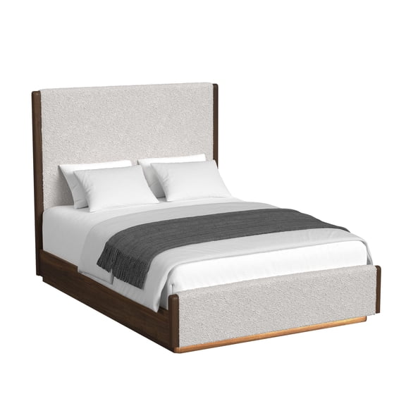 Picket House Furnishings Perth Queen UPH Bed with Boucle Beige and LED in Brown