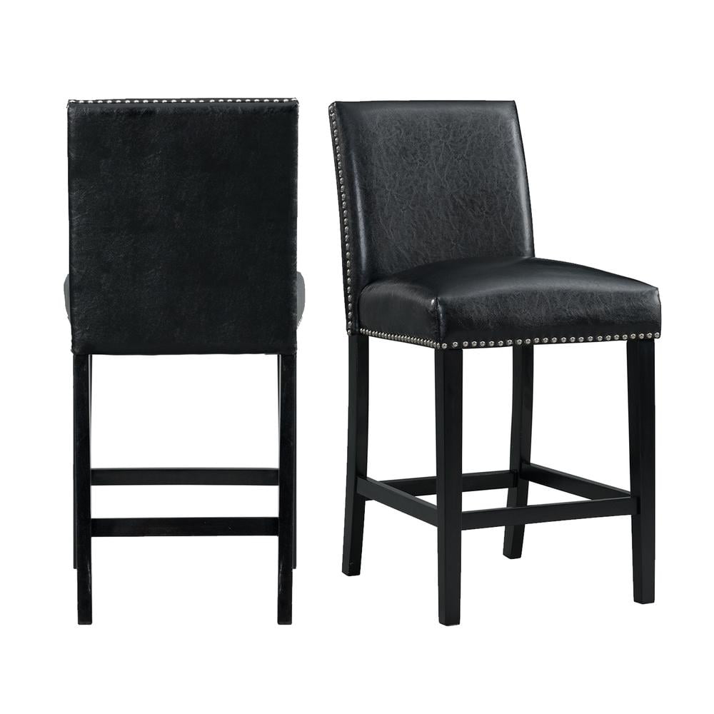 Pia Polished Black Faux Leather Upholstered Parsons Side Chair