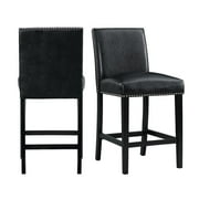 Belen Kox Picket House Furnishings Pia Faux Leather Counter Height Side Chair Set in Black