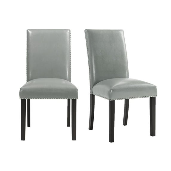 Picket House Furnishings Pia Faux Leather Dining Side Chair Set in Grey