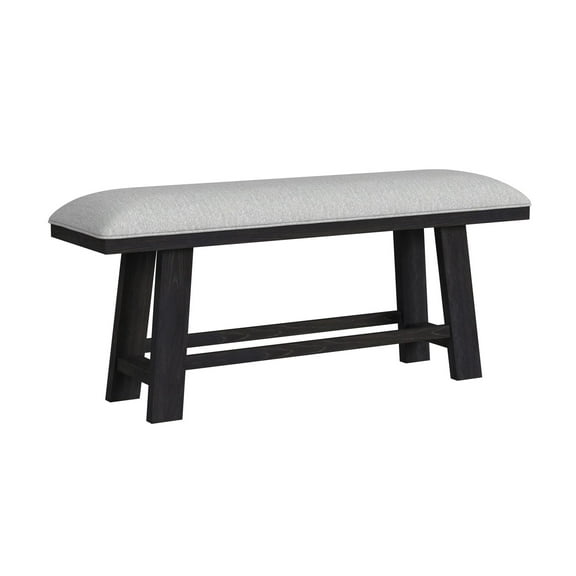 Pinnacle Counter Bench with Light Grey Fabric in Charcoal