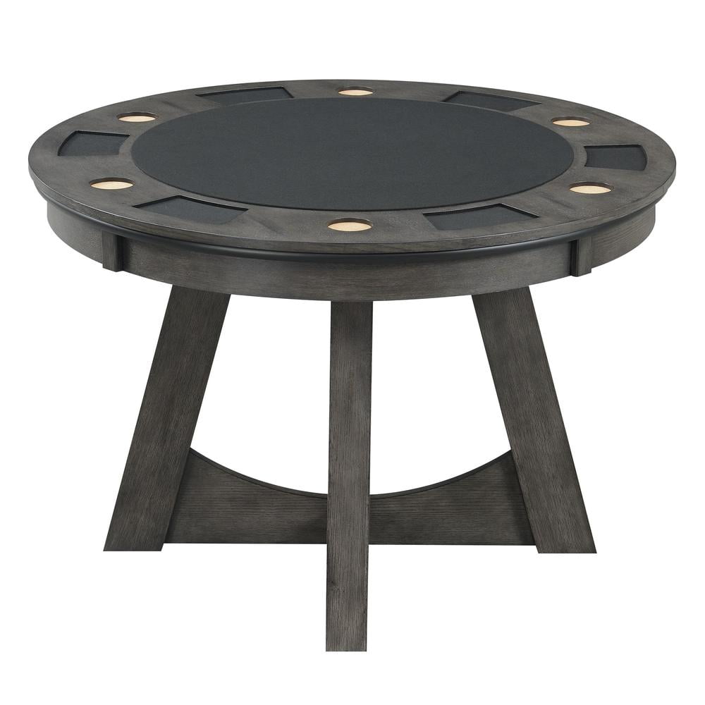 Contemporary Modern 48" Gray Round Game Table with Storage