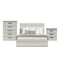 Picket House Furnishings Rhiannon King Storage 3PC Bedroom Set in Antique White