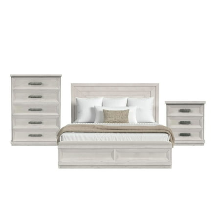 Picket House Furnishings Rhiannon King Storage 3PC Bedroom Set in Antique White